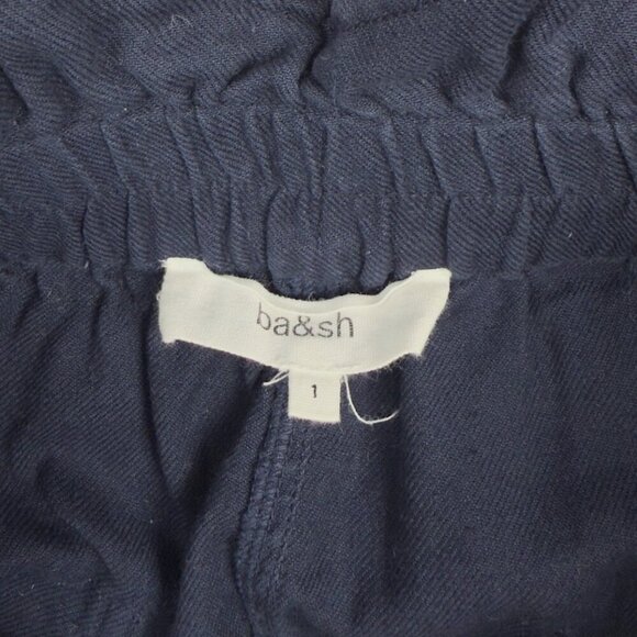 BA&SH Mustang Night Blue Navy Cotton Paperbag Shorts sz 1 / S - Picture 7 of 13